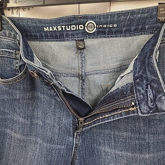 Max Studio Women's Ankle Jeans Size 10 Blue Dark Wash Cuffed Hem - Picture 3 of 5
